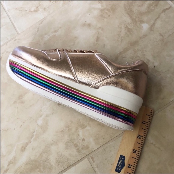 NWT Qupid Tampa Lace Up Rose Gold Sneakers Size 6 - Picture 7 of 7